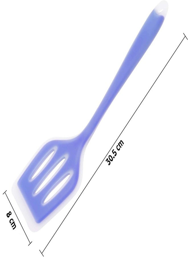 Ramkuwar Non-Stick Silicone Spatula Turner Slotted Fish Turner for Cooking Eggs, Pancakes, Omelets Shovel (Purple, 1 Piece) - Image 2